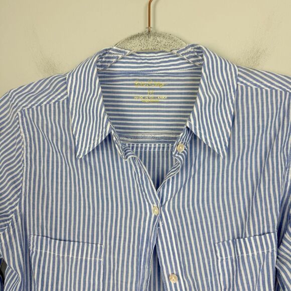 LILLY PULITZER | Sea View Button Down Coastal Blue & White Stripe Top Women’s M - Picture 6 of 14